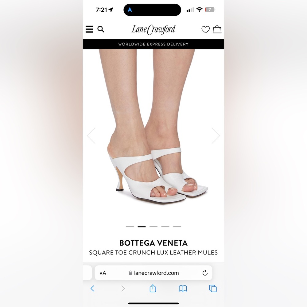 BOTTEGA VENETA
SQUARE TOE CRUNCH LUX LEATHER MULES